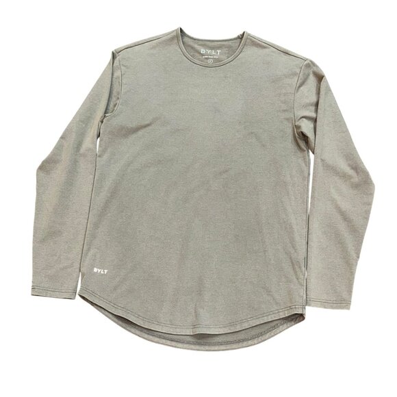 BYLT Basics Snow Wash DCLS Long Sleeve T Shirt Tan Medium Lightweight Casual - Picture 1 of 6